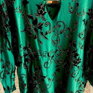 Almost new beautiful bottle green with velvet and sequins top from Macys